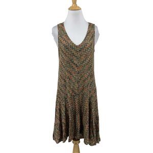 Maeve Dress Women Small Multi Westwear Knit Chevron V Neck High Low Tiered *READ
